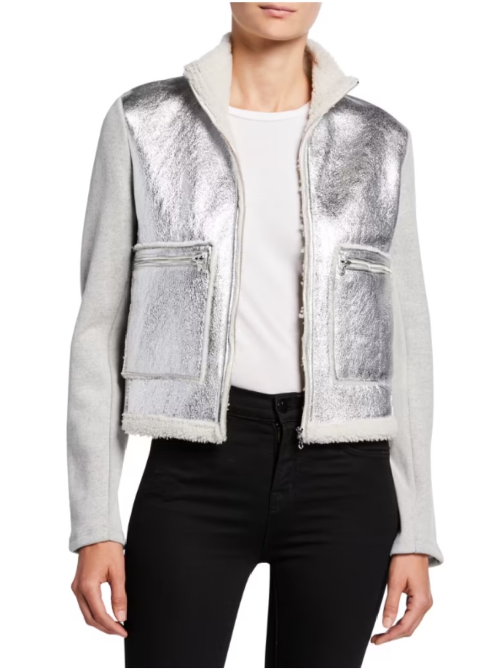 MAJESTIC FILATURES Silver Sherpa-Trim Jacket - Women